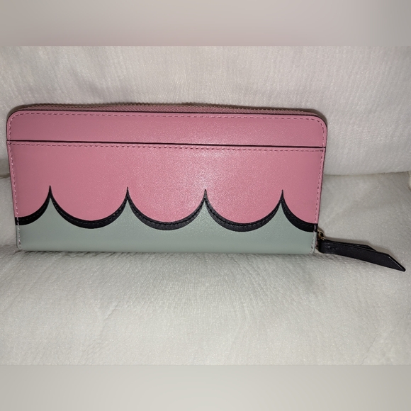 Kate Spade Intarsia Scallop Slim Continent Leather Wallet Rococo Pink Mint LNC - Picture 9 of 9